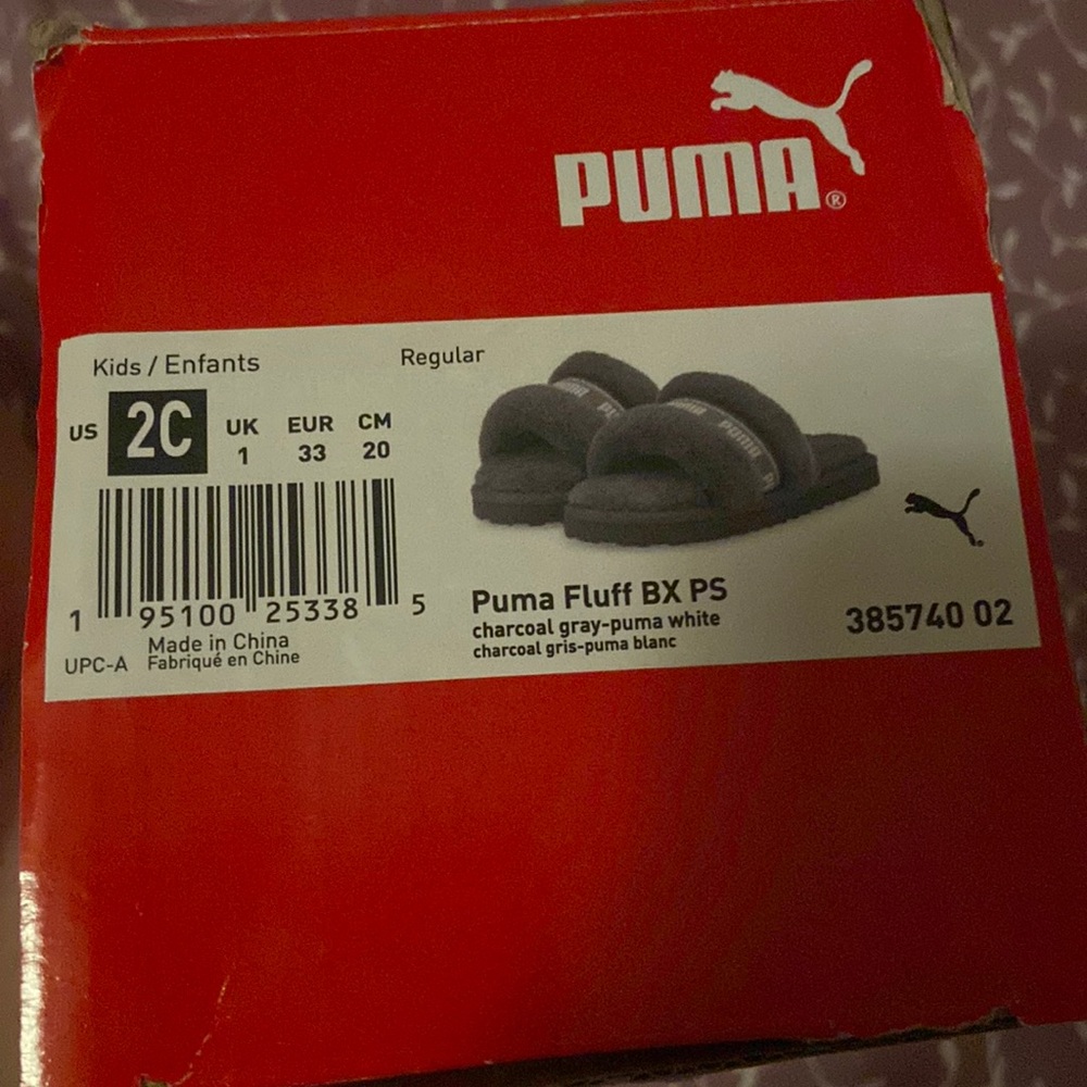 Kids size 2C Puma fluff BX PS slides